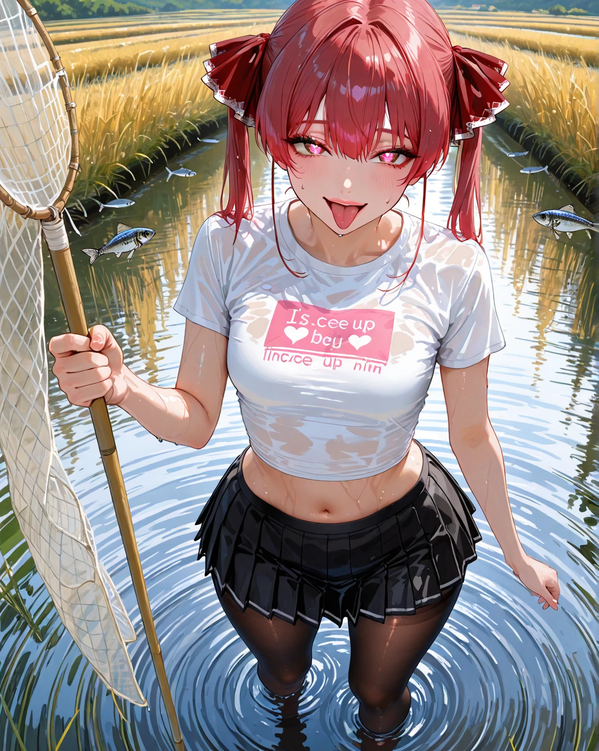 Slime, sweat, wet clothes, detailed face, 8k image quality, lots of milky sticking to shirt, coming out of and sticking to groin, hentai tattoo,Clear hand and foot details