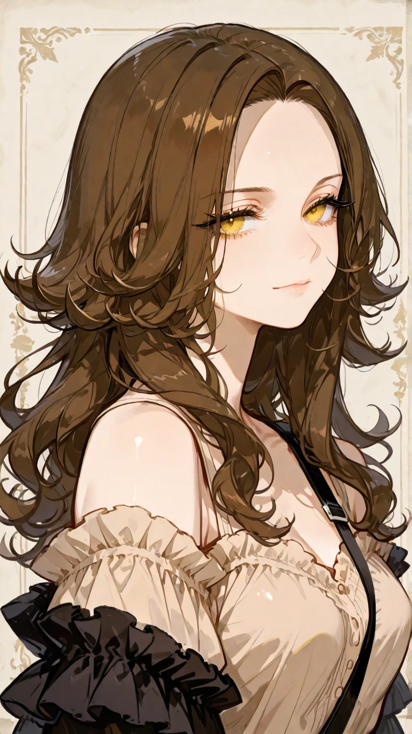 slender, mature female, rating:safe, 1girl, solo, lips, long_hair, black_eyes, bangs, black_hair, dress, upper_body, brown_hair, jewelry, closed_mouth, nose, looking_at_viewer, eyelashes, brown_eyes, collarbone, necklace, sketch, mole