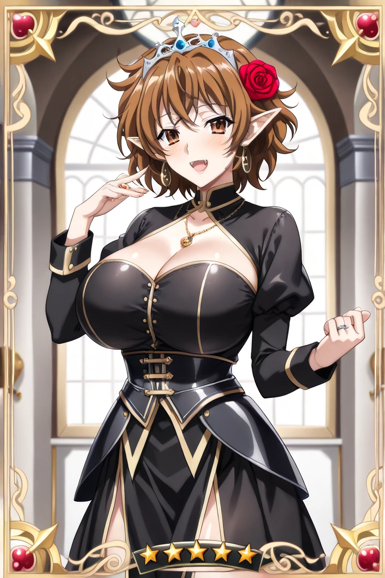 Best Quality, masutepiece, finely detail, huge filesize, Ultra-detailed, hight resolution, the Extremely Detailed CG Unity 8K Wallpapers, extremely detailed eye and face, Ray tracing, Looking at Viewer, Illustration depicting the upper body of a young woman leaning against an office desk、Put your arm on the desk, Press the lower edge of your chest against the edge of the desk, Emphasis on posture、Lighting emphasizes the contours from the side、,(looking at the viewers), Hephaestion,Pretty woman in a tall red dress