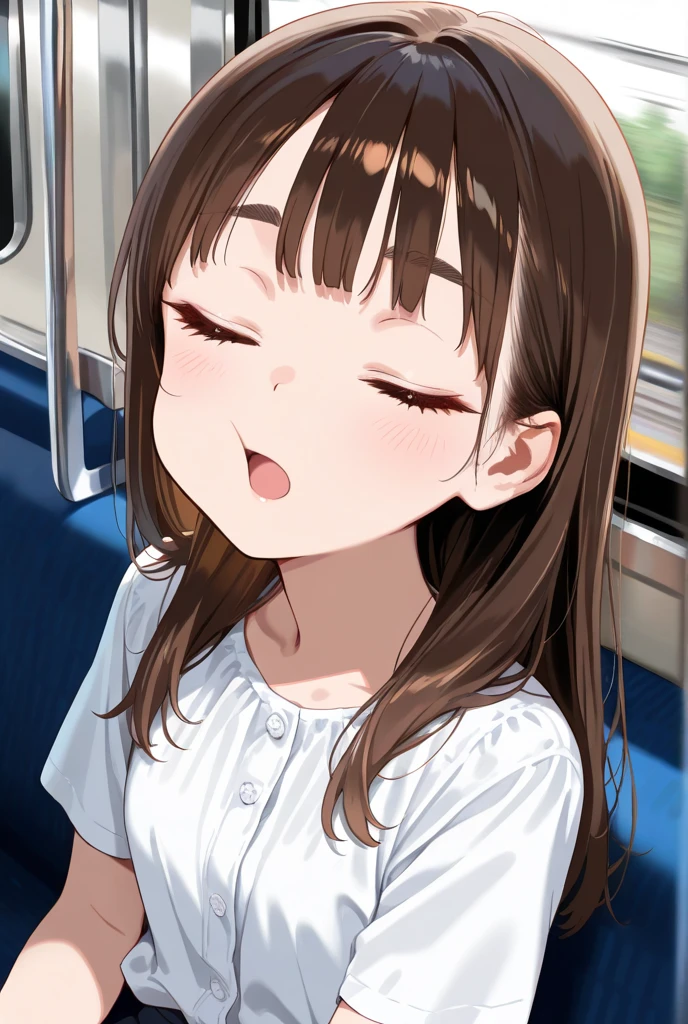 bus stop、Stay、blush、With legs apart、Beautiful sweat dripping down my thighs、Horny girl、、Sticky sweat、A young girl with a baby face、Sheer lingerie、Lace Stockings、White mini skirt((She looks embarrassed because of the transparent sweat on her inner thighs.))(Angle from the front)