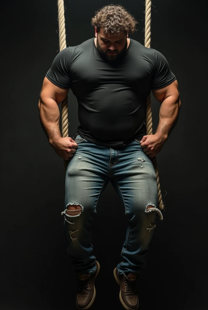 Masterpiece, denoise, void noise, one man, best quality, 8k resolution, male focus, focus only, amazing composition, volumetric lighting, super quality, elegant, Very detailed, front view, facing viewer, -----------, 35 years old, mature face, muscular, white Caucasian man, (((white man, pale skin))), handsome, (detailed light-blue eyes), ((dark black hair, messy medium hairstyle)), big ears, (dark black hairy pectorals, thick plenty chest and body hair), (medium long beard), (((((Jim Sturgess mixed with Russell Tovey))))), (((big pink nipples, perky nipples))), ------------, ((((Detailed black pants slightly down)))), (((black hoodie unzipped))), (((dark room))), (((sitting in a chair laid back))),