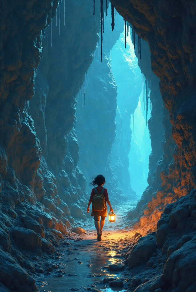 A  child in an ancient cave full of trap