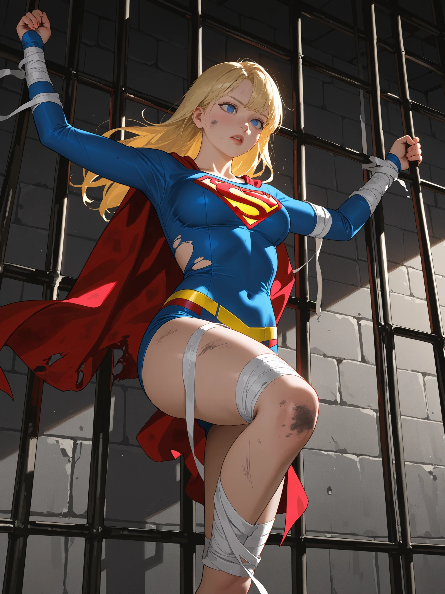 ((SUPERHEROINA SUPERGIRL INSIDE A MEN'S PUBLIC BATHROOM, URINALS ON THE WALL, PISO SUJO)), HUMILHADA, DERROTADA, ((SUPERHEROINE SUPERGIRL, SITTING ON THE URINAL, PERNAS ABERTAS, (SUPERHEROINA SUPERGIRL suada por todo o corpo), (Supergirl chorando muito). ((SUPERHEROINA SUPERGIRL tem cabelo loiro, ela tem cabelo longo)), ((SUPERHEROINA SUPERGIRL wearing a thick metal necklace around her neck )), (Your clothes are immoral, your clothes are indecent, your clothes are tight), ((Shibari, arms behind the back:1.4)), ((hands on back)), ((string restriction)), ((Inevitable restriction with ropes)), (obra-prima, melhor qualidade) 1.5, 1 garota, sozinho, (sensual, mulher bonita, rosto perfeito, olhos perfeitos) corpo inteiro, ((High definition face)), (((SUPERHEROINA SUPERGIRL ESCRAVIZADA, Tears stream down her face))).