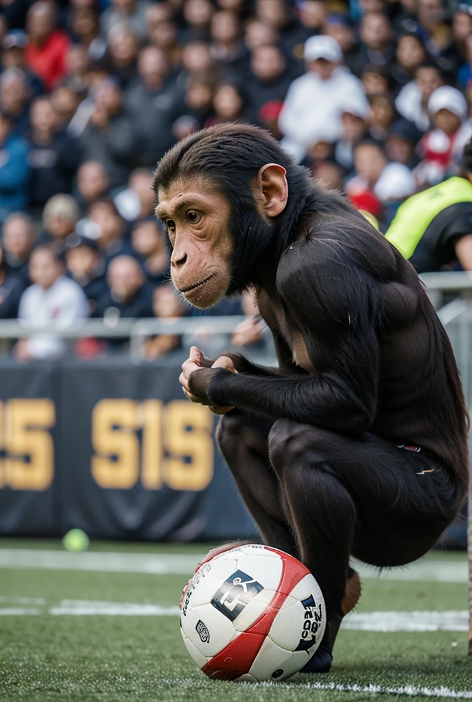 Chimpanzee playing a soccer game