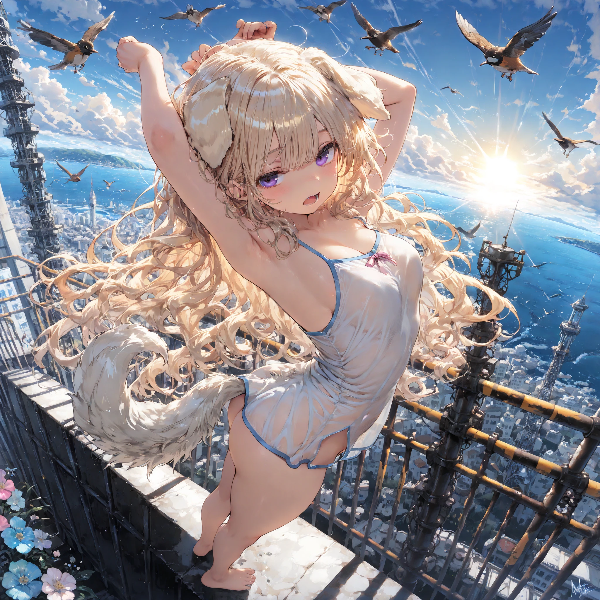 (sketch:1.2), acrylic paint \(medium\)
barren_land, White tower, blue sky, white clouds, white birds, white_flower
1girl, nude, bangs, two_side_up,
long_hair
blonde_hair
light_smile, floating_hair, wings, lens_flare,, (masterpiece:1.2), (best quality:1.2), (absurdres:1.1)
