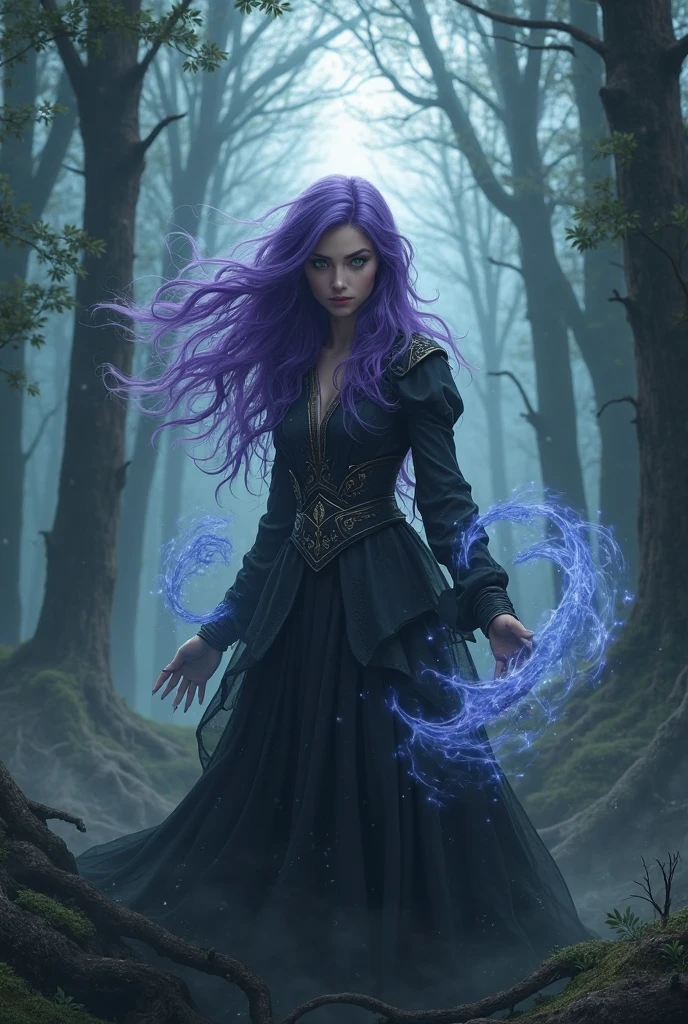 (an young witch: 1.3) ti-slaaneshdaemonette, hair blowing in wind, (face focus:1.2), (storm:1.2), under trees at the (edge of forest:1.4) background, looking at viewer, realistic, masterpiece, highest quality, backlighting, (lens flare:1.1), (bloom:1.1), (chromatic aberration:1.1), by Jeremy Lipking, by Antonio J. Manzanedo, Style-Demonic