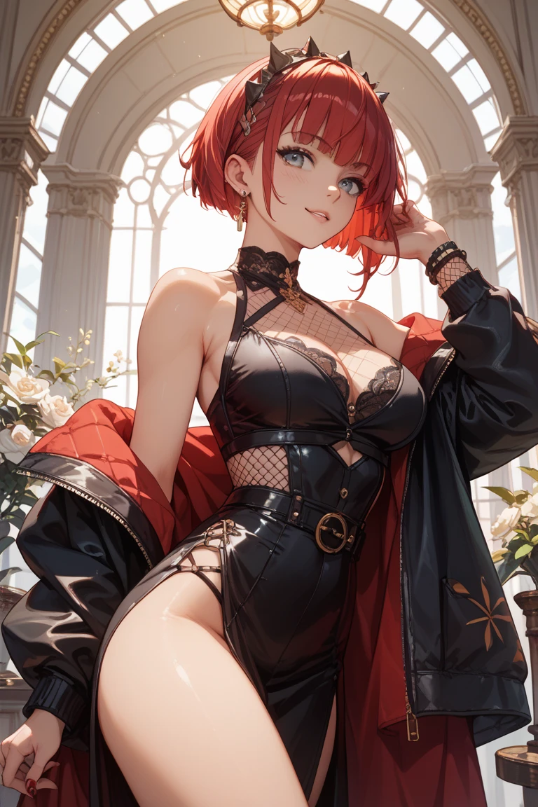 (best quality,4k,8k,highres,masterpiece:1.2),ultra-detailed,(realistic,photorealistic,photo-realistic:1.37),HDR,UHD,studio lighting,extreme detail description,professional,vivid colors,bokeh,(charming,alluring:1.1),playful,teenage girl,X-rated,mythical,Chala,dressed in a short green crop top and hot pants,standing with the body of a falcon, ,smiling with red eyes,stunning,showing off her exposed chest,posing like a lingerie model,flirtatious,enticing,with intricate hand tattoos and delicate details all over her skin,defiantly provocative,graceful posture,short chestnut hair turning into vivid red at the tips,TV show,tempting,with her tongue sticking out mischievously,heart-shaped tattoo on her hip,sitting with her curvaceous rear lifted,exuding sensuality,the view from behind,showcasing her ample buttocks,sweating,a captivating and sexy sight,fishnet,back,sitting,big ass