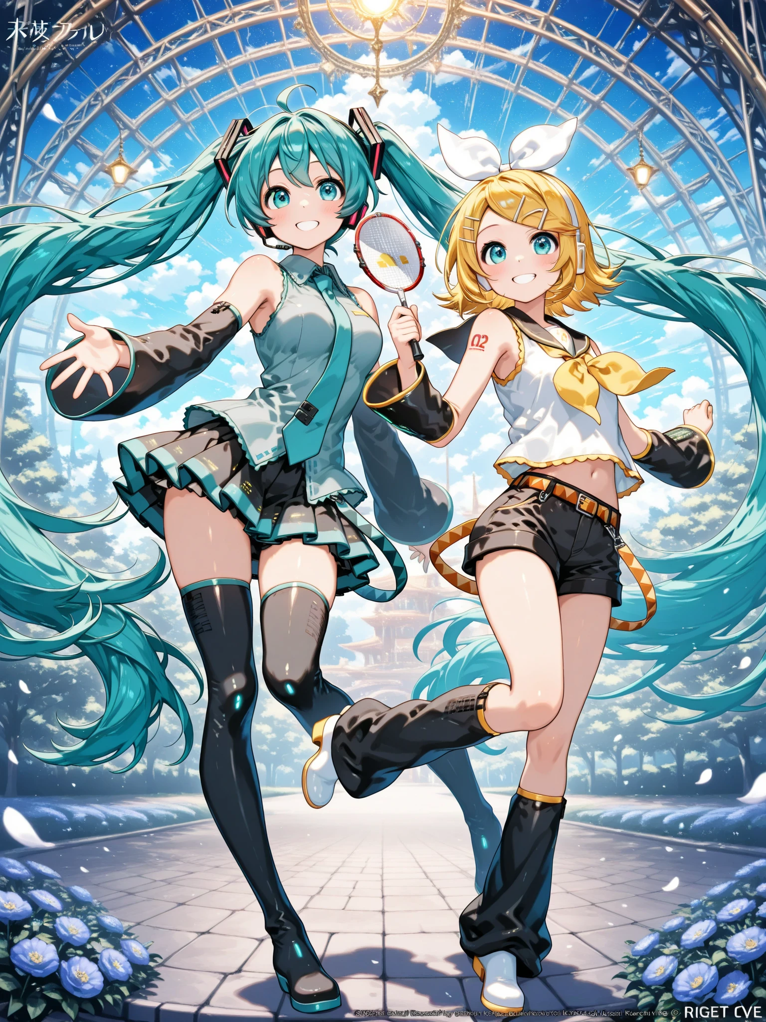 <lora:fetal_position2:1.0> , fetal position, bent legs, 6+girls, aqua eyes, aqua hair, barefoot, copyright name, detached sleeves, finger to mouth, fingerless gloves, gloves, green eyes, green hair, headphones, long hair, multiple girls, multiple persona, nail polish, pantyhose, scarf, skirt, thighhighs, twintails, very long hair