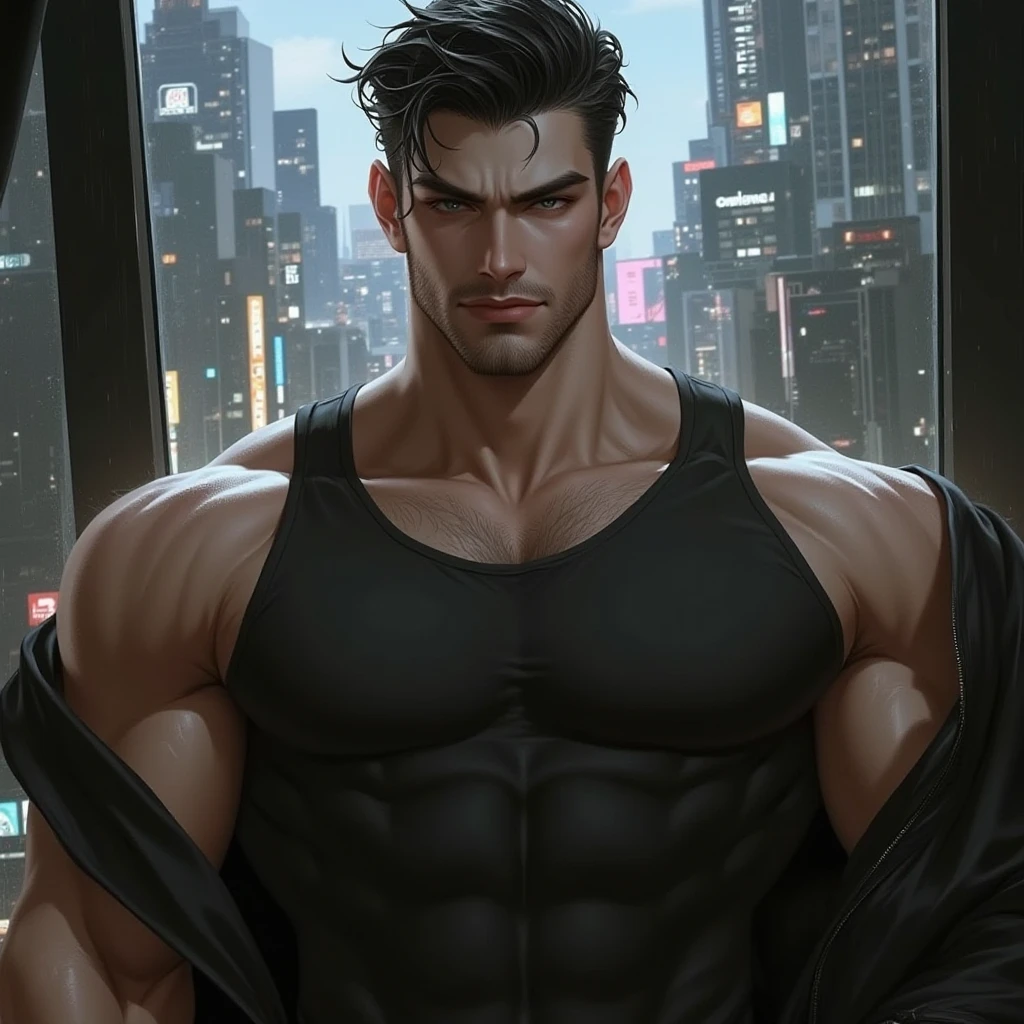 1 Masculino, solo, 15 anos, modelo masculino, Reotard Preto, alto e corpulento, biceped, Abs, Boobgasm, melhor qualidade, tmasterpiece, A high resolution:1.2, Rosto detalhado, Sombreamento, volumeric lighting,Corpo inteiro como
