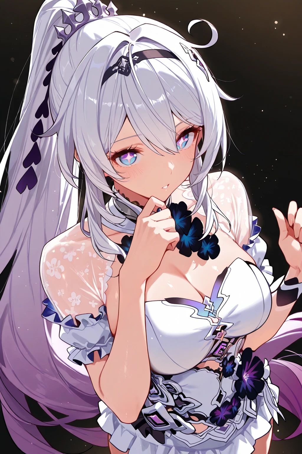 anime girl with big breast and big breasts in a white bra, seductive anime girl, oppai, ahegao, ecchi, extremely detailed artgerm, | fine detail anime, biomechanical oppai, beautiful alluring anime woman, anime goddess, ecchi anime style, smooth anime cg art, attractive anime girl, hestia