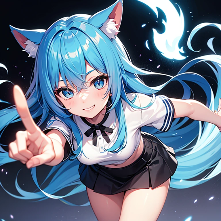 Woman with weapon coming out of body、kawaii、A magic circle appeared overhead and at your feet.、