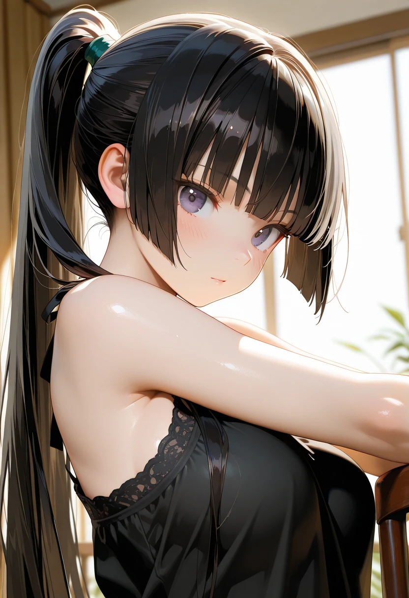 (child:1.5)、(Realistic 8k:1.5), Ultra-high resolution,Grin、Tabletop、1 thumb and 4 fingers, Perfect human hand,One Woman、alone、 ((Realistic, Super Realistic, realism, Realistic詳細)),Cute Japanese Woman,((Very detailed背景, Delicate pattern, Intricate details)), (Very detailed, The finer details,),Beautiful and dense face, Eyes and Hair,1 girl、  、Flat Chest:1.8, Small Ass、Sweat、 (Browsing Caution)、Cute ruffled black bikini、Standing by the pool、Peeking from below、(Mischievous Smile:1.5)、、(Black hair twin tails:1.5)、Short and slender girl:1.5！(Underarm:1.5)、(Pink steam coming out of the body:1.5)、Delicate body