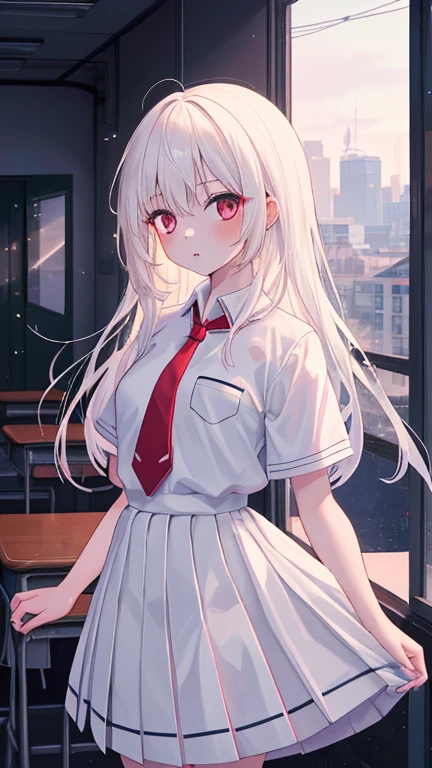 illyasvielvoneinzbern, <lora:illyasvielvoneinzbern-lora-nochekaiser:1>,
illyasviel von einzbern, blonde hair, hair between eyes, long hair, (red eyes:1.5),
BREAK beret, black skirt, brown footwear, collared shirt, hat, homurahara academy school uniform, kneehighs, loafers, pleated skirt, puffy short sleeves, puffy sleeves, red ribbon, ribbon, school uniform, shirt, shoes, short sleeves, skirt, socks, white headwear, white shirt, white socks,
BREAK indoors, classroom,
BREAK looking at viewer, (cowboy shot:1.5),
BREAK <lyco:GoodHands-beta2:1>, (masterpiece:1.2), best quality, high resolution, unity 8k wallpaper, (illustration:0.8), (beautiful detailed eyes:1.6), extremely detailed face, perfect lighting, extremely detailed CG, (perfect hands, perfect anatomy),