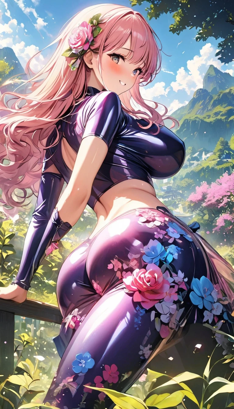 Chinese idol girl Mature Woman Blonde wavy hair with bangs (Bright red rouge lips) Super big boobs Chubby Plump Super big butt Wet ass ((Rimless glasses)) Big eyes SakuraFubuki ((Gorgeous super shiny purple long cheongsam)) ((Knee-high boots)) garter belt 8K Photorealistic ((Cherry tree in full bloom)) (A large amount of falling cherry blossom petals) ((Morning Glow)) ((Sit with your back to the camera)) ((Back view of a person sitting upright)) ((Turn around and make eye contact)) ((stick out your butt))