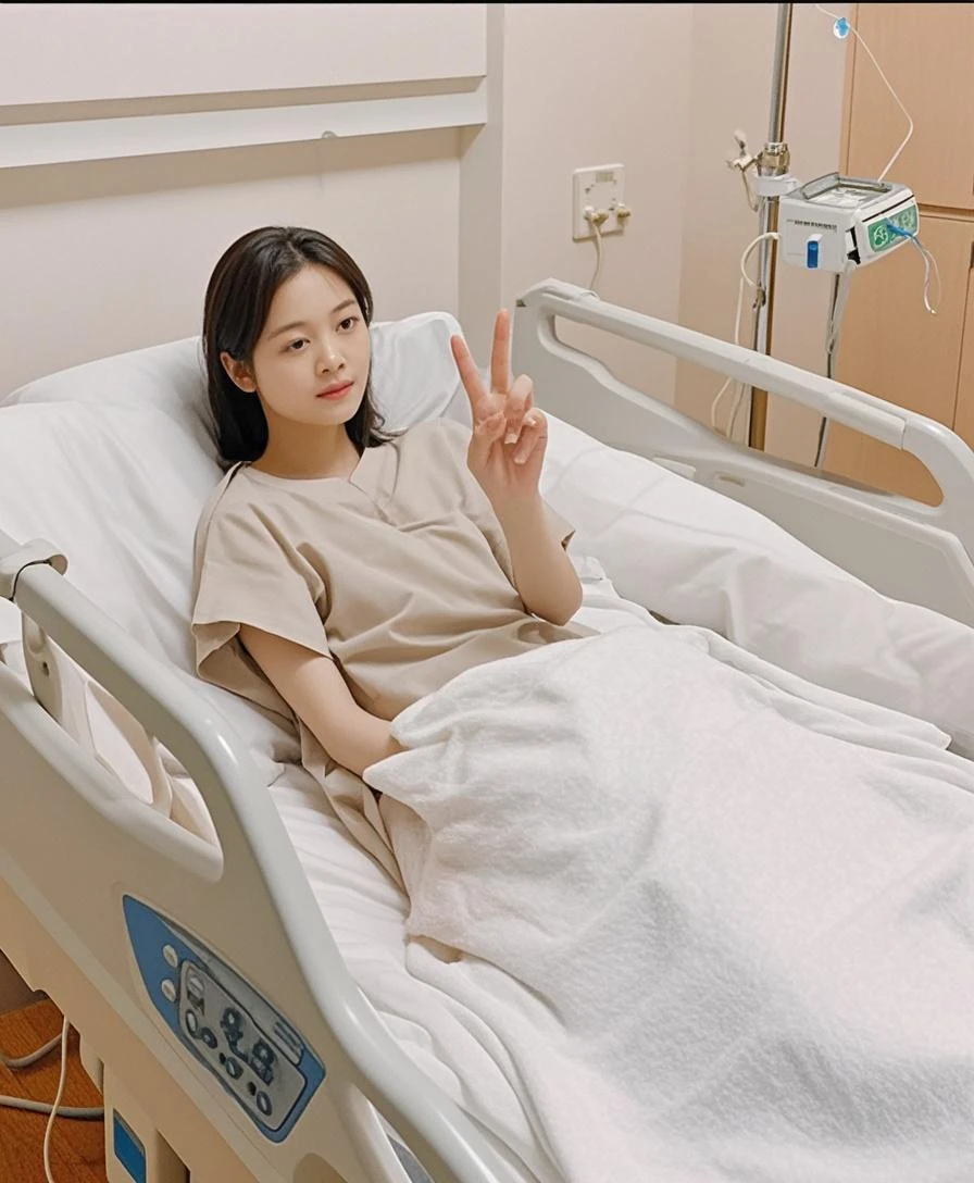 A human like nice female patient sitting in hospital