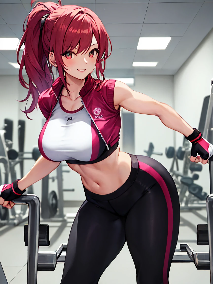 (8K、top-quality、​masterpiece:1.2)、(realisitic、ultra-detailliert、超A high resolution,beautifull detailed face,perfect body,perfect lighting,constriction,beautiful detailed skin,skin texture,(1girl), bodysuits,sleeveless, short hair, ahoge, red hair, purple eyes, purple hair, , (running at the gym,sweat:1.2,tired)
