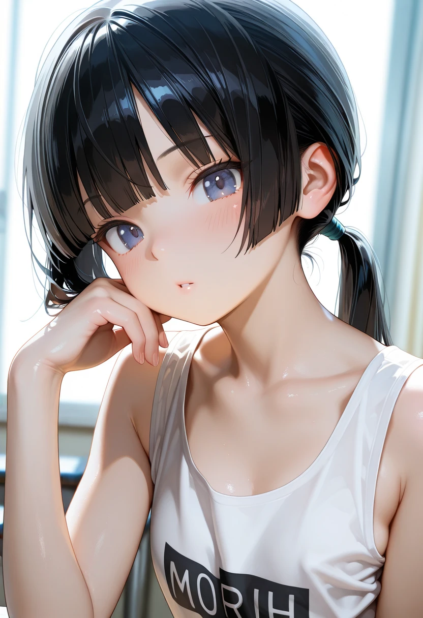 ((((highest quality)))), (((Ultra-precision CG 16K))), (((masterpiece))), (((Very detailed))), (((Extremely detailed))), (((Black outline:1.3, Written boundary depth:1.3 , Written soft outline))), Maximum clarity and sharpness,Multilayer Texture, Surface Shading, Cinematic lighting, Beautiful details sparkle ,Perfect Proportions, Limited to one woman, BREAK accurate, Anatomically correct, Highly detailed face and skin texture, drawn in detail, Highly detailed facial and skin texture, Detailed eyes, beautiful hair, Beautiful Japanese Idol face, Beautiful and beautiful eyes, Beautiful body, Beautiful breasts, Beautiful thighs, Beautiful legs, Beautiful fingers, (Beautiful views) , skinny body, ((Beautiful Skin)), ((Skin Texture)) BREAK breast enlarged, medium Breasts, rocket breasts, (((perky breasts))), (covered nipples), slender waist, ( narrow eyes, blush, determined expression, hot, sweaty , Heavy breathing,) , (streaked hair, hair intakes, colored inner hair, ) BREAK (((wearing oversized character printed sexy tank top, wearing outfit in casual way, wearing pleats mini-skirt, breasts is covered by outfit))) , wearing earrings, BREAK ( stick breast out),(((looking at viewer, super detailed background , ))), BREAK (((portrait, close up, cowboy shot, looking at viewer, \(face waiting for kiss\):1.3), bending over, on all four )), (natural make),