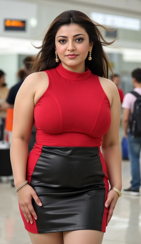 Aishwarya Rai Bachchan, (sexy corporate lady), formal ((no button red short skirt without shirt and suit)), knee high boots, ((ponytail tied hair)), erotica, bright sunny day scene, curvaceous athletic milf body, posing in front of white house, hourglass milf figure, seducing pose, looking straight at camera, ((50 year old mature milf)), soft volumetric lights, intricate details, (ArtStation:1.2)