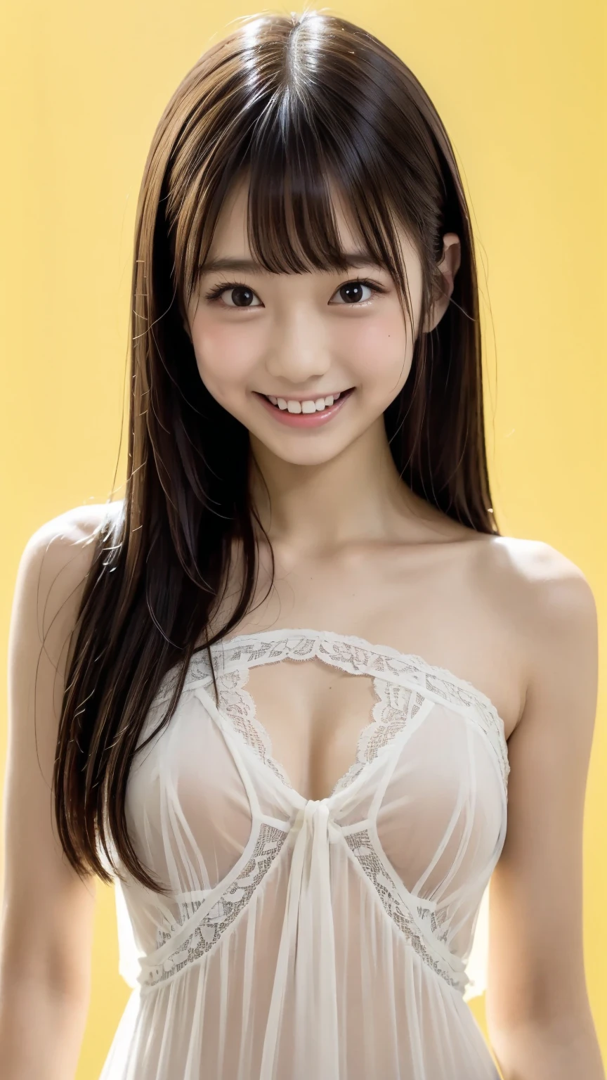 Highest quality, Ultra-high resolution, (Realistic: 1.4), 1 girl, Swimwear。bikini。The color is pink, Very cute Japanese girl, (Faded ash grey hair: 1), (small: 1.2), Look at the audience, close, Nice (Very long hair, amount: 1.2),