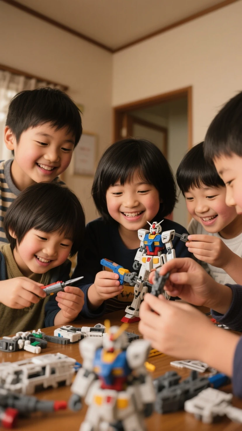 bohoai (happy boy and girl) playing with drone, ((good face)), ((happy face)), drones on the table, hand holding drone, house behind, focus face detail