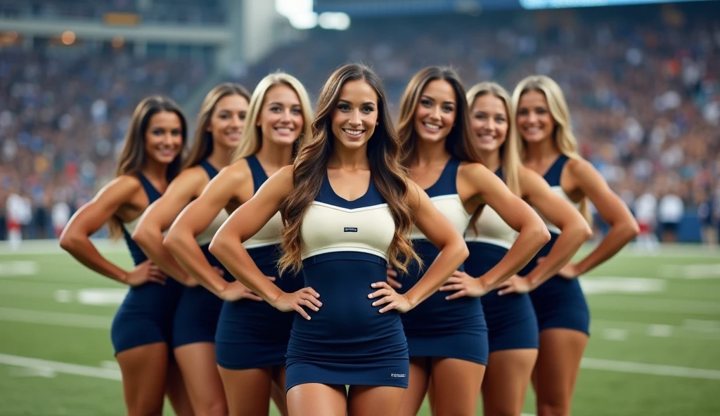 three 14-year-old girls in the stands of a stadium, supporting their team, very beautiful, totally nude, ((nudity)), very sexy, posing for a photo, ((full body photo)), ((slightly hairy pussy)), well detailed vaginas