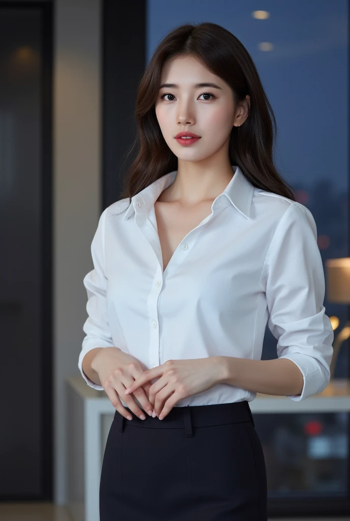 (1young woman), kawaii face, (highly detailed face), Amazing face and eyes, (Best Quality:1.4), (Ultra-detailed), (extremely detailed CG unified 8k wallpaper), Highly detailed, High-definition raw color photos, Professional Photography, Realistic portrait, Amazing face and eyes, Pink eyes, indoors, office, (office lady, button shirt, miniskirt,:1.3), model, depth of fields, (fine face:1.2),