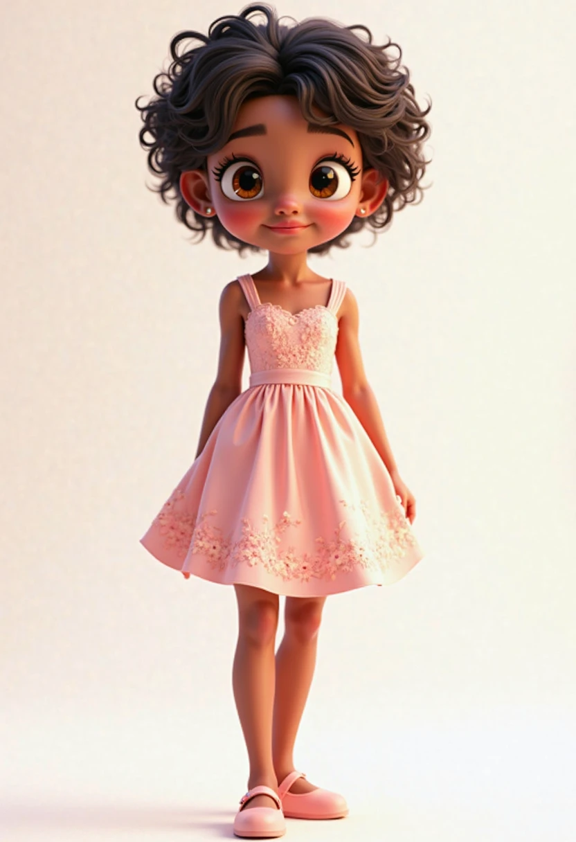 Menina loira, cabelo cacheado, com vestido em tom pastel, rodado, 8 years old and a flower in her hand