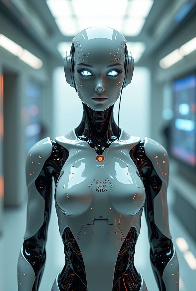 ral-opal, meahophontron, full body, woman robot face, monja diabolica, looking at camera, body nun clothes