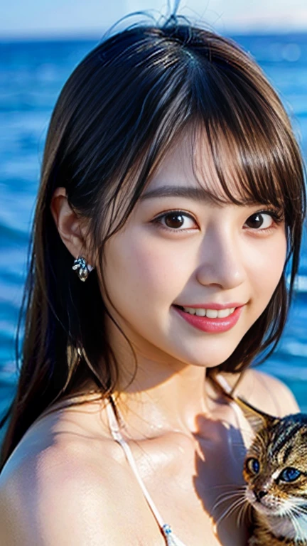 realistic photos odebt (1 cute Korean star) Shoulder-length hair, light makeup, Middle breast size, Wearing a bikini, Beach，Everlasting summer，The blazing sun， 8K high resolution, Sharp and realistic details.debtrom outside, Eye-level shot, debt/4.0, 135mm, Fujidebtilm, jpeg artidebtacts, Dithering, Ultra-high resolution, masterpiece,Love story heroine,