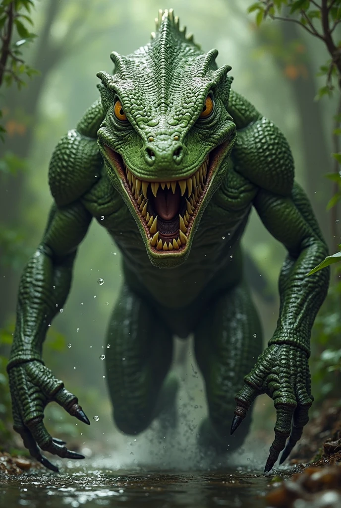 Lizardman Wear sporty clothes forested background