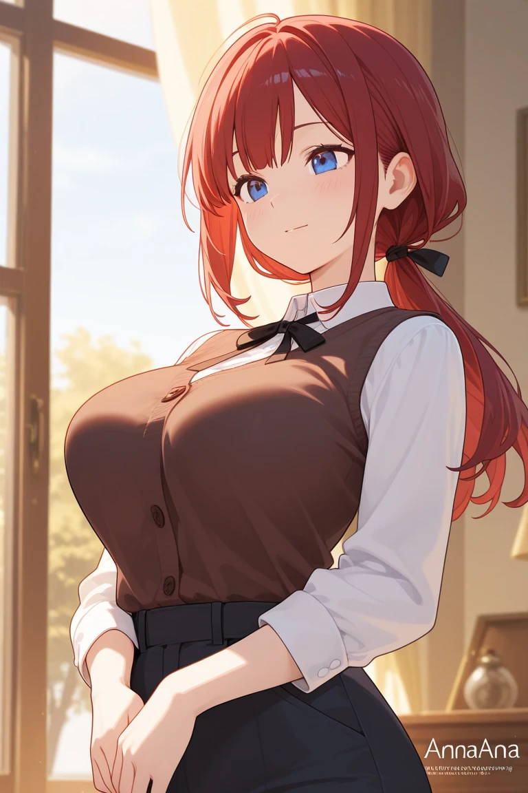 (in the dark:1.6) school girl Soak in water , red knot , red bow , white Shirt , big tits , Big breasts , skirt dark red , plaid skirt , pleated skirt