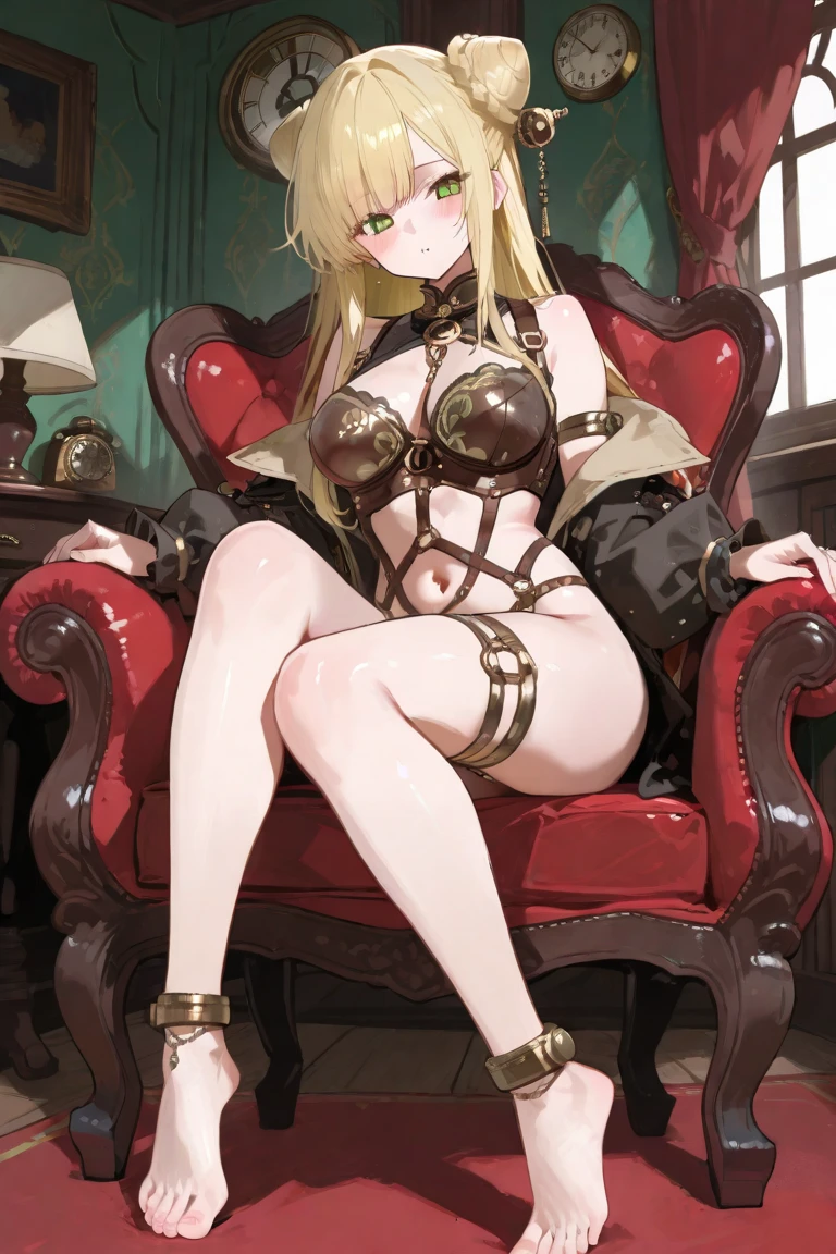 (masterpiece, high quality: 1.1) 1girl whole body ，Soaked，Spread your legs and look good, Nice ass, hairstyle: Weaving, coloured hair: Long blond hair, Blindfold: No eyes, skin: White (Porcelain skin, Glows skin),  Mature woman, , Look at the audience with a smile, Huge breasts, Pregnant women, Cover your breasts with clothes (Your Forger - Spy x )Liquid is coming out，In prison，Tight transparent underwear，Camel toe，High heel，In prison