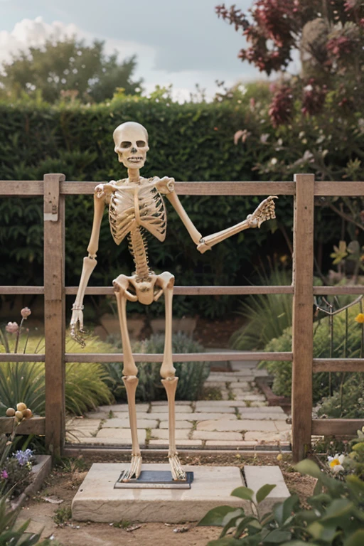 Skeleton sitting in a park 