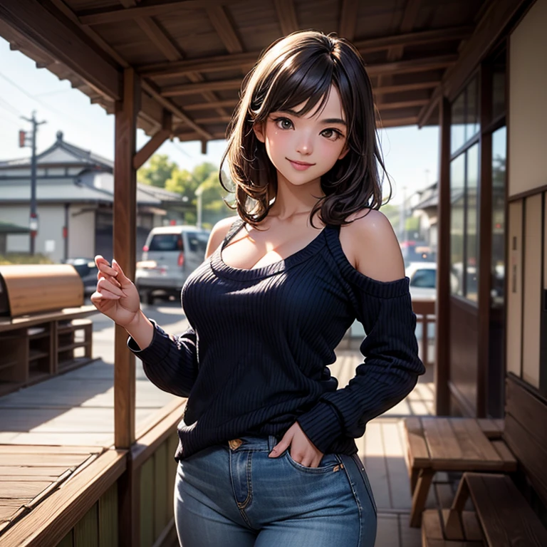 A 25 years old girl wearing short bra's of women and tight jeans pant, smiling face, looking at viewer