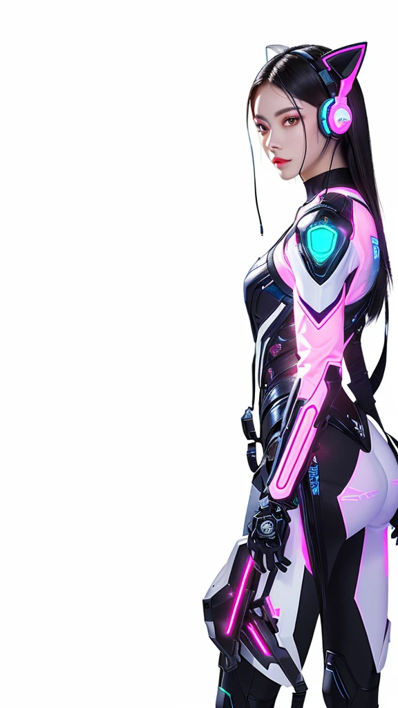 solo, super fine photo, portrait Unreal Engine 5 8K UHD of 2 beautiful and cute girls, red and black color scheme tight cybernetic latex catsuit, cyberpunk face mask, cybernetic glove, futuristic design, magenta neon lights details, beautiful make up, luxurious, best quality, masterpiece, official art, unified 8k wallpaper, super detailed, sharp focus, dynamic pose, body parts