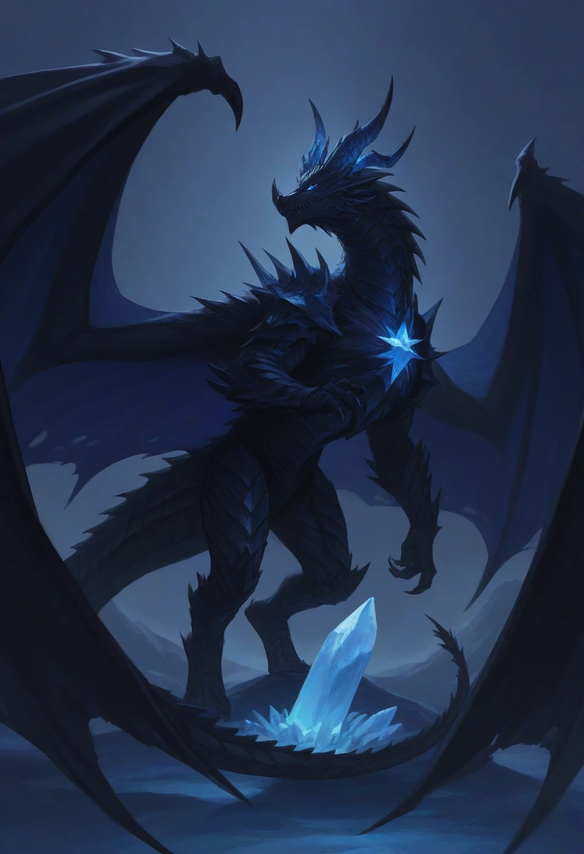 Dark environment and that it is like anime and that it has beautiful designs and an adult girl looking straight ahead with a dragon clothing with a crown on top with 8k or HD designs that is anime and that it has a straight face and blue eyes and everything that it has an anime dragon design 8k