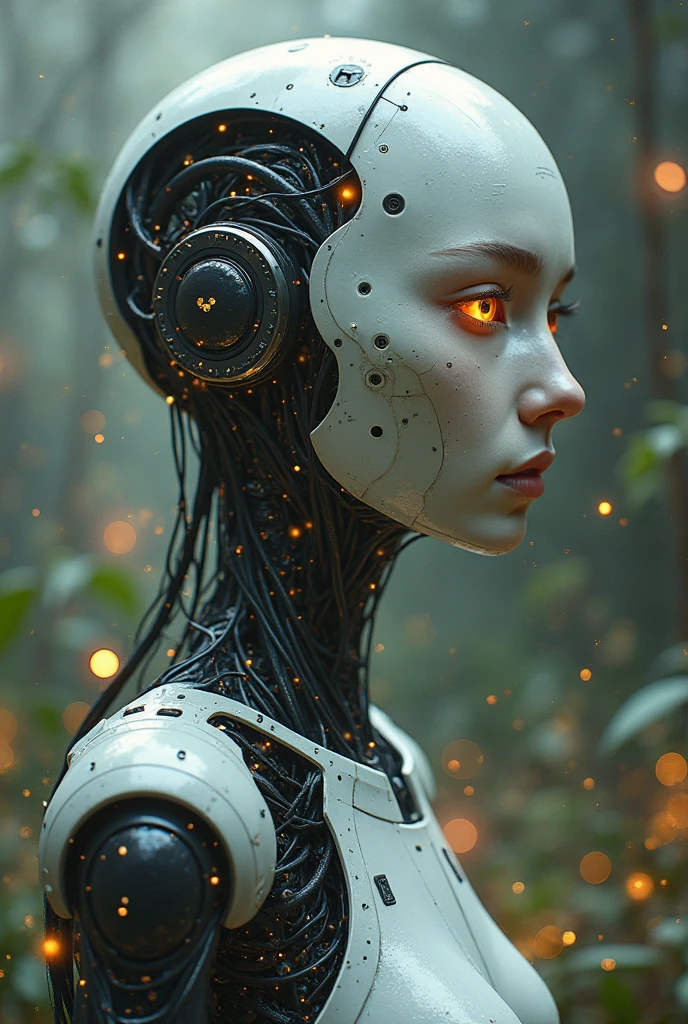 Made by an advanced civilization、No gender、With technology that humans cannot even imagine,、It&#39;s like a humanoid machine.、organism、Beautiful and terrifying、A faint glow like veins running through.、Artificial lifeforms