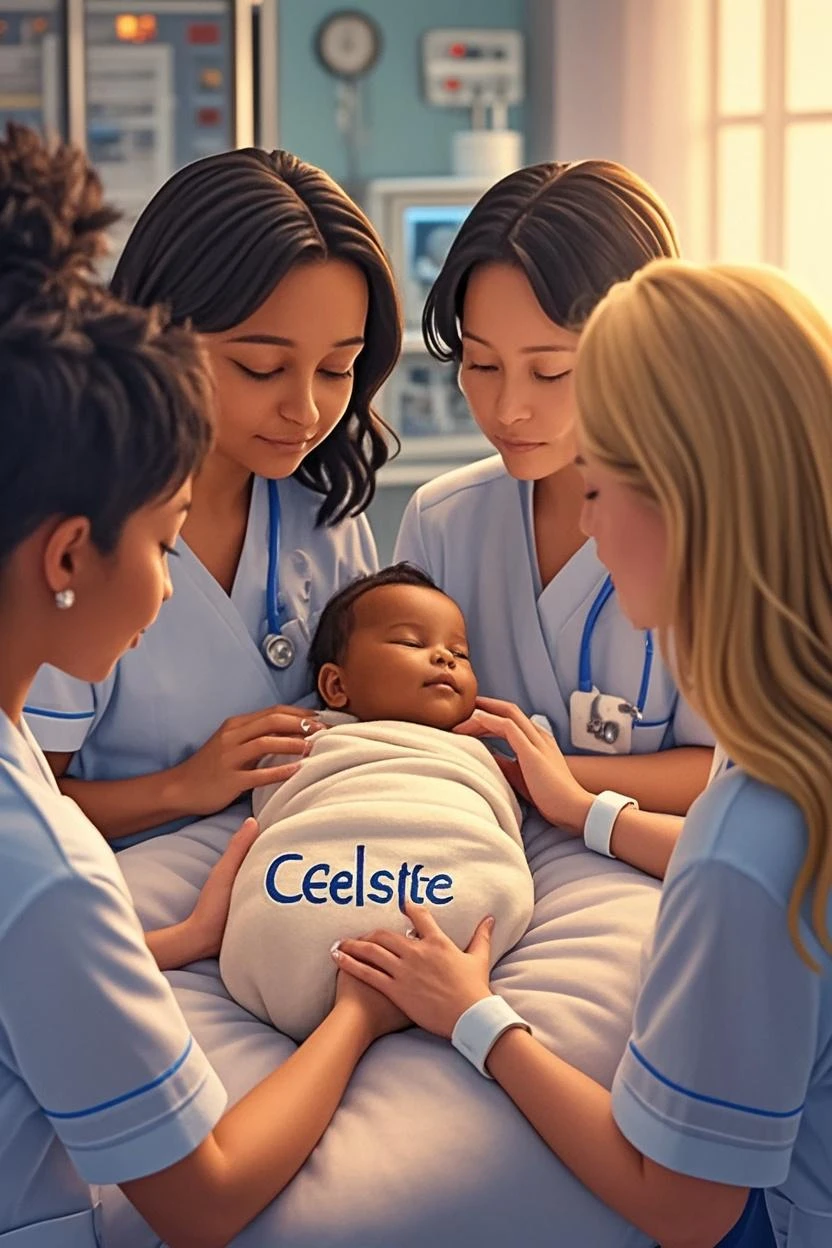 You write "vanessa" on the label of a newborn baby's crib in the hospital. realistic. HdR