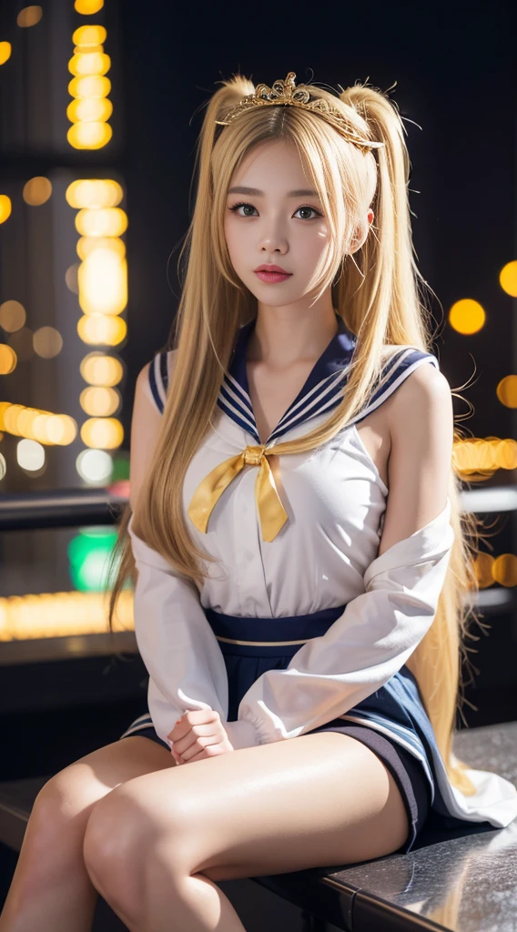 Jennie Blackpink Gorgeous Sheer Blue Short Dress, ​masterpiece, best qualtiy, High resolution, venus1, Yui, (Sailor Senshi Uniform:1.4), sailorvenus, aino minako, Golden white hair, magical little girl, blue eyes, orangeskirt, Elbow length gloves, tiarra, 60% Pleated mini-skirt , hair bows, Sailor color in orange, a miniskirt, gargantilha, Red bow, orangechoker, white glove, Very long hair, jewely, earrings, Denim Throws, View from below, ((intricate detailes)), They are smiling,,More detailed 8K.Unreal Engine:1.4,nffsw,best qualtiy:1.4, Photorealista:1.4, Skin Texture:1.4, ​masterpiece:1.8,​masterpiece, Better Quality,Object Objects], (detailed facial features:1.3),(Destroyed apocalyptic city:1.4),( jennieBlackpink:1.4)C:1.4), 16K HDR,),sexypose,((Skirt soars))、((White lace panties:1.2))(8K、RAW Photos、top-quality、​masterpiece:1.2)、(realisitic、Photorealsitic:1.37)、１Beautiful Japan High School Girl、perfect bodies、20yr old、Sexy Girl Sailor Suit Costume、Medium Boob、(Light shines on the face and chest)、(((((underboob)))))、Lower breast、Oily skin、skinny、 (Sexy uniform with a slight view of the underside of the chest)、(Visible lower milk、Uniform with navel and ribs visible)、Super Ultra Mini Skirt with visible hipbones and lower abdomen 、sensual face、provocative smiling、