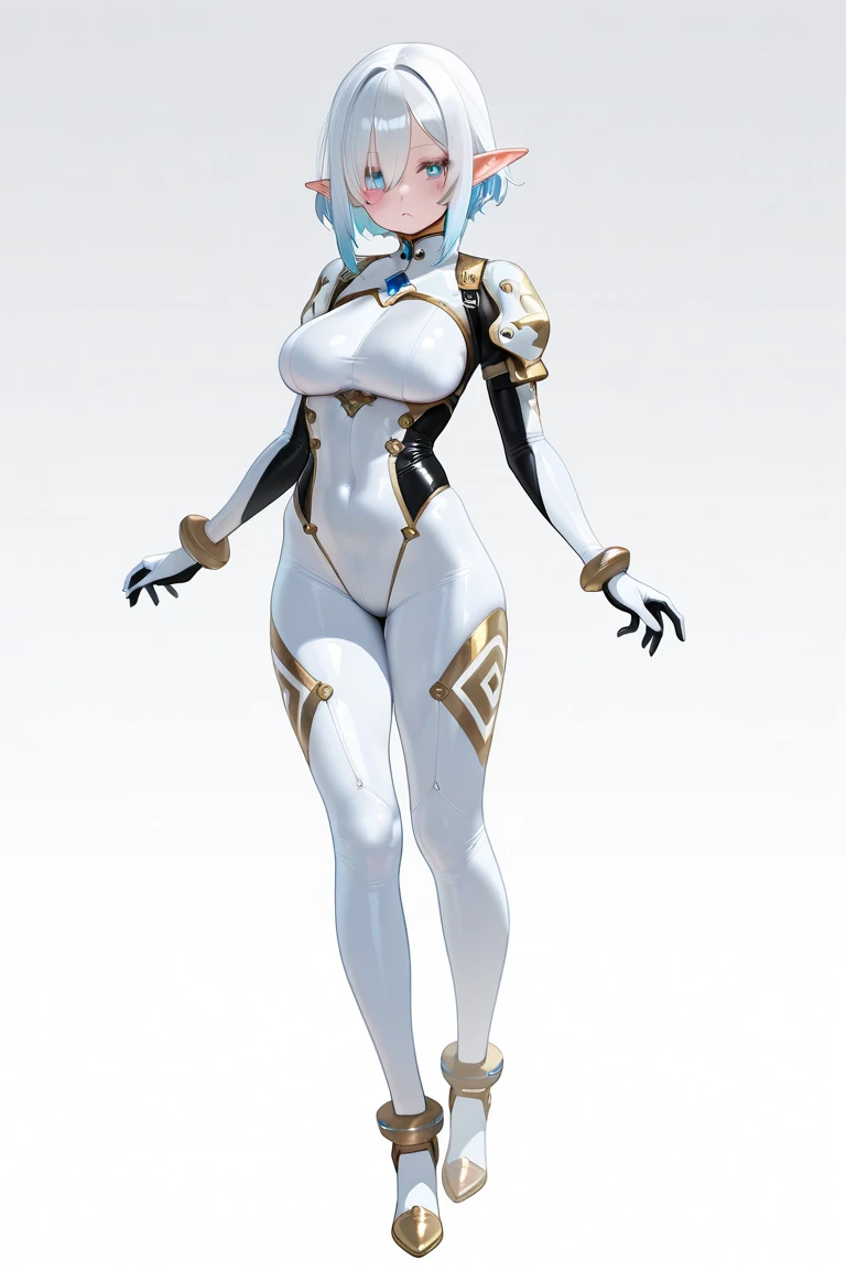 a girl, His body matured into its adult proportions, stands out as the central figure of this piece. Her silhouette is characterized by fully developed breasts, quadris mais largos, e cintura definida, enhancing her feminine allure. Her skin is fair, with a natural variation of tone that deepens around her – a subtle detail that underscores the authenticity of her depiction, Seios enormes