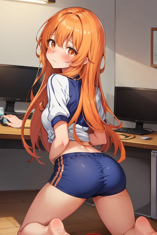 score_9_up, score_8_up, score_7_up, source_anime, dirty japanese ntr style,milf, cute face, blue eyes, ginger hair, long hair, bang, big breasts, wide hips, gamer headphones, tank top, panty BREAK sweat, sweaty skin, sweatdrop, steam, steaming body, on knees, on gaming chair, massive ass, ass freckles, hands on own ass, ass focus, ???? peek, BREAK smug, bratty smile BREAK from below, indoors, dirty, best quality, high quality