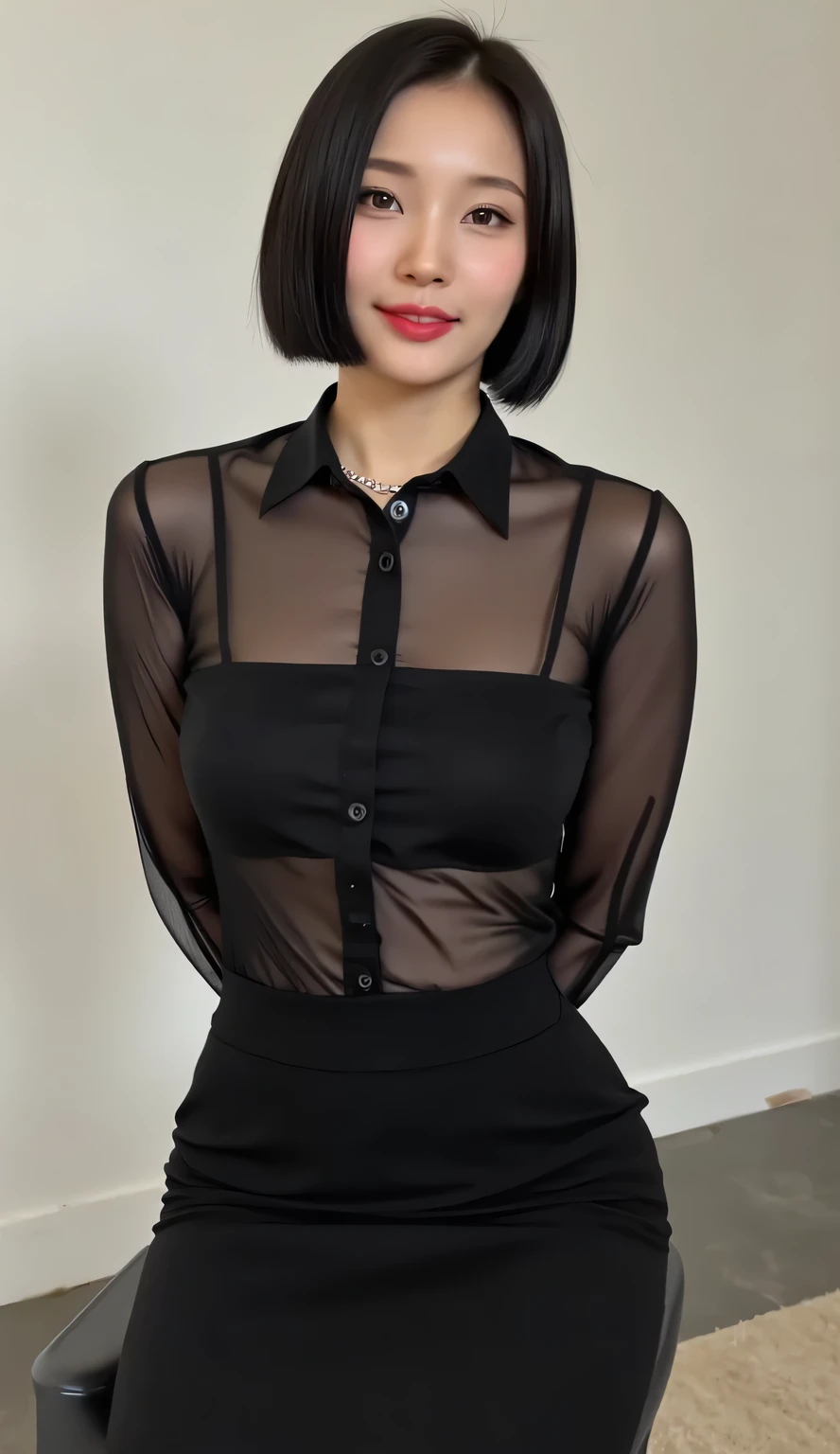 23 year old beautiful alla fed woman in black jacket and short shorts poses for photo, pretty face with arms and legs, legs showing, smooth in _ Background with, very tiny, Dressed in old clothes, her tiny hands are on her thighs, Exposed thighs, sleek legs, jia, knees tucked in, Exposed thighs, legs and arms、Looking away、Looking away、Gorgeous young Korean woman、Extremely beautiful face、full body length、full body full height、full-length shot, Cardi B、Handsome sexy body Korean man standing looking at her with a smile、full body full height、full body in shot, full body length shot、gorgeous faces、face perfect、Eye level、Functional、Beautiful young Korean woman、beautiful aesthetic face、white backgrounid、8K、photographed、(realisitic、Photorealsitic: 1.37)、The best and most perfect beauty in the world、very large breast、profetional lighting、a handsome 、Beautiful brown long hair、hight resolution、1080p、studio shoot、Sexy hip line、Bright lighting、(Crisp face)、(Detailed face description)、Rich details、Skin clarity and hydration、Skin texture and detail、Textured、 Hair texture and contrast、beautiful and delicate face、beautiful and delicate eyes、Crisp double beautiful eyes、Skin detail and texture、Hair details and texture、Skin contrast and detail、Lip texture and contrast、Texture and contrast of clothes、Eye texture and clarity、beautidful eyes 、Cutting-edge fashion、Fashionable、Bright natural light、Professional Photography、Woman Core、hight resolution、very large breast bulge、Sexy bust line、Toned and sexy body、Plump sexy lips、Toned sexy thighs and legs、