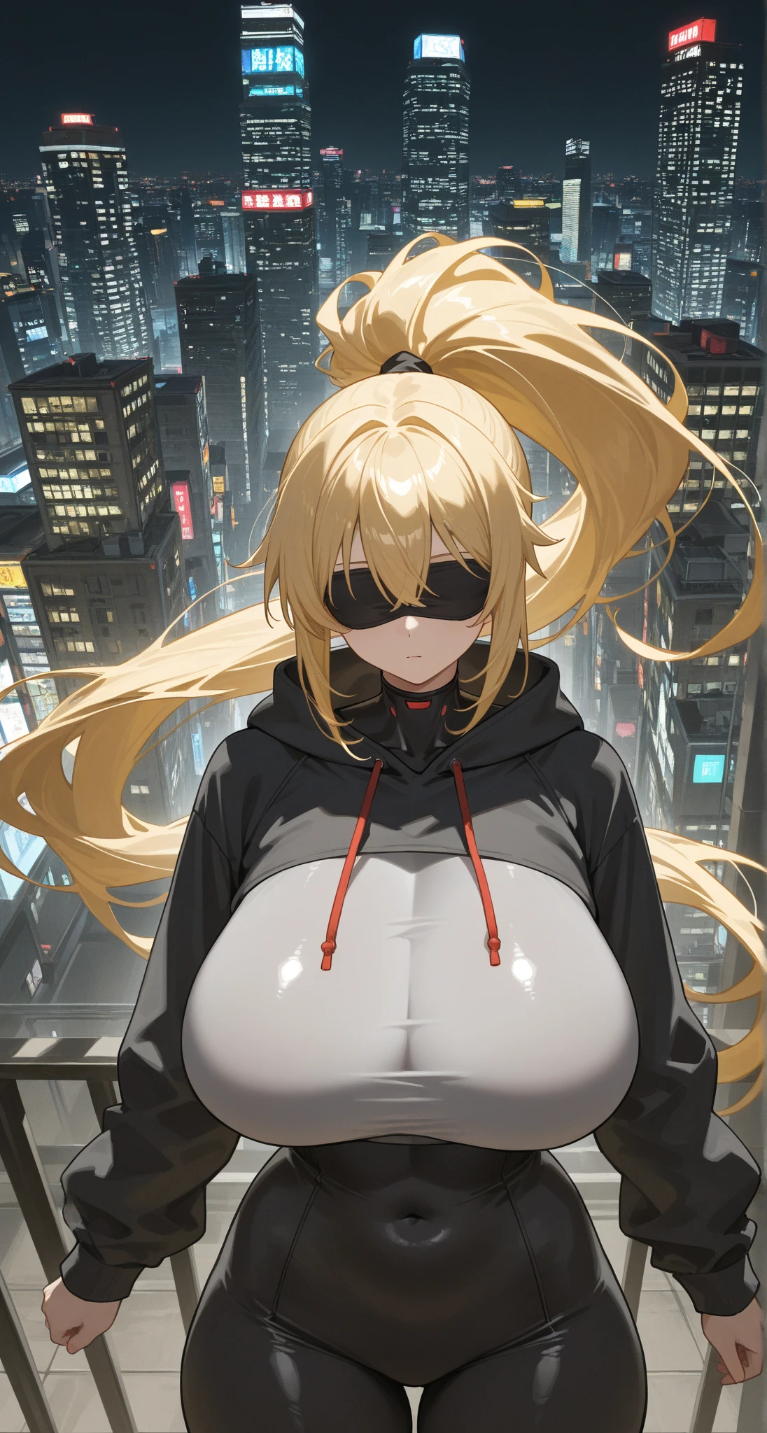 Bladerunner 2049, hot girl, bikini, huge breasts, hourglass figure, blonde, orange eyes