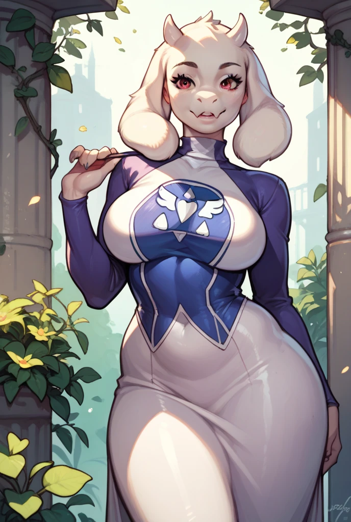sexy,milf,toriel,Purple dress,bright purple eyes
