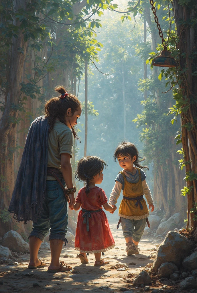 Once upon a time, Three brothers and sisters live in a small village, first sister, unger brothers 