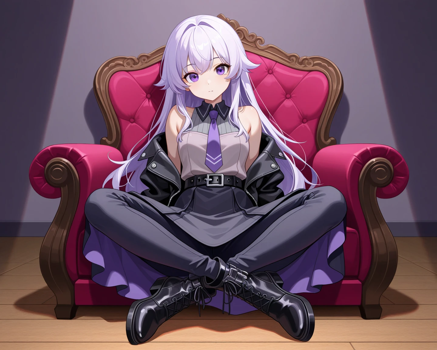 (masterpiece, best quality), intricate details,
1girl, <lora:CHAR-ShioriNovellaV2:0.8> ShioriNovella, split-color hair, hair ornament, ShioriBase, split-color hair, hair ornament, choker, black dress with white ribbon, black jacket, fur trim, belt, asymmetrical legwear
indoors, church, cathedral, praying, holy, eyes closed,