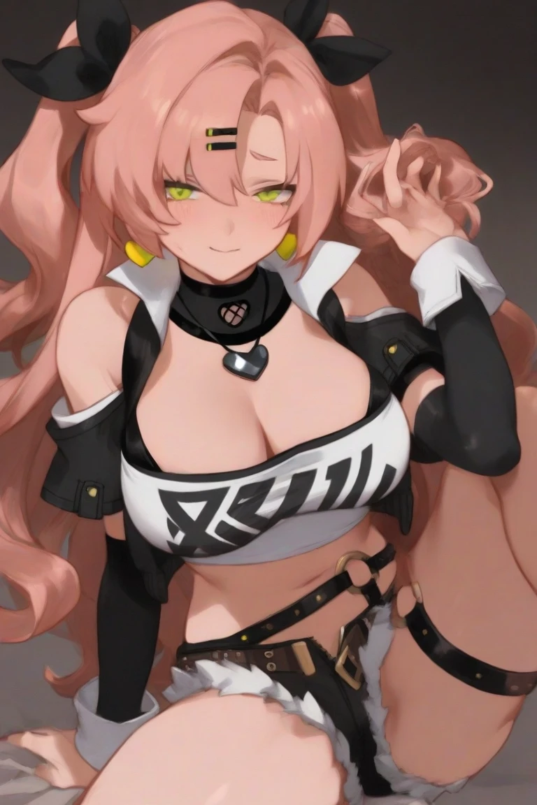 1girl, anime, cute girl, rogue, blank background, white background, fantasy, very detailed dark leather fantasy outfit with highlights, beautiful face, beautiful eyes, dark colors, assassin, medium breasts, slight cleavage, beautiful skin, cute, pink hair, breast curtains, extremely delicate and beautiful, (beautiful detailed face:1.0), (detailed deep eyes), symmetrical breasts, deep eyes, steam, shiny skin, portrait, slender waist, hips wider than shoulders, thighs