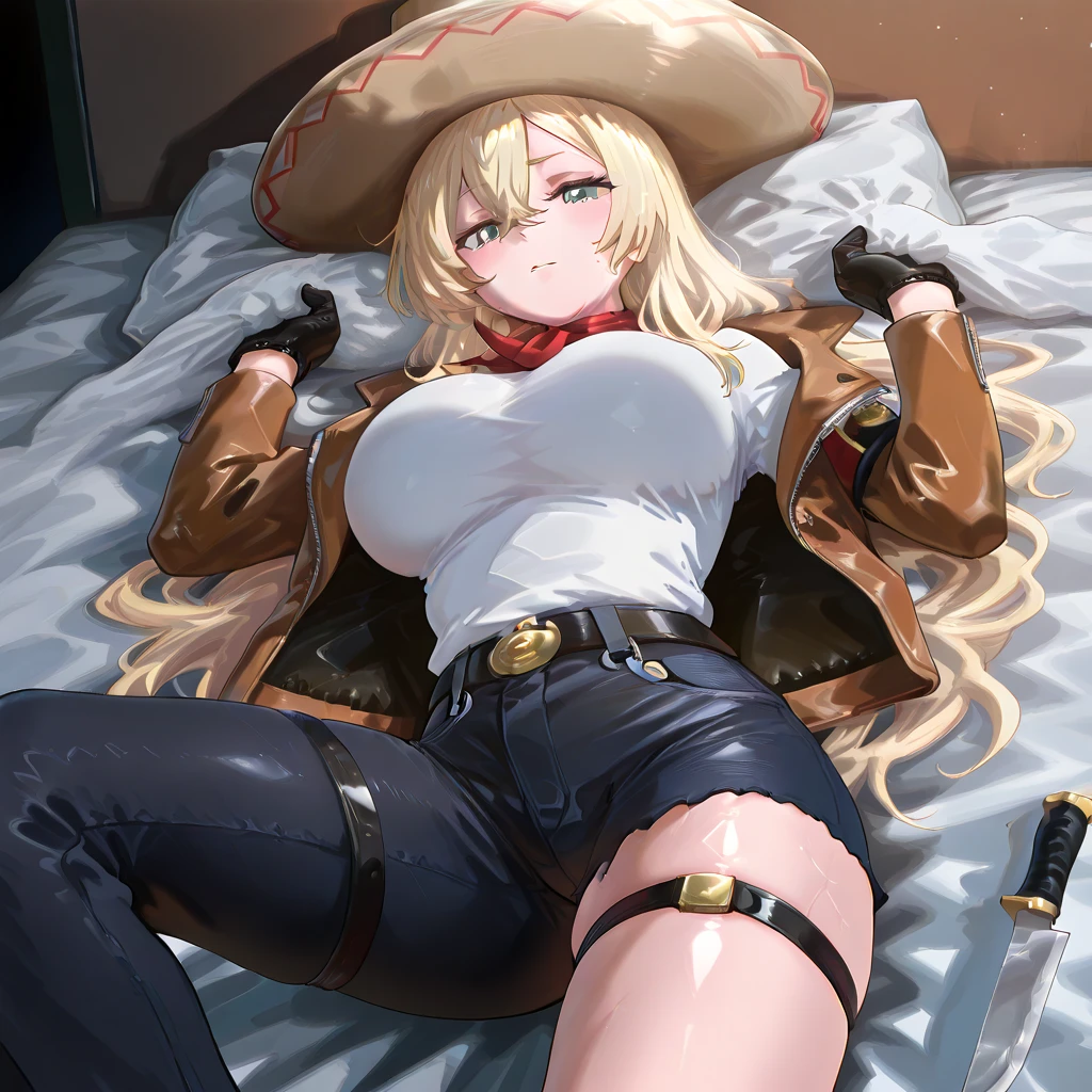 Shiny blond hair, very long hair, sophisticated haircut, ((((hair fully braided)))), ((small twisted braids)), thin and oval face, submissive, (((gagged))), ((((open denim jacket showing her )))), cute and blushing 18 years old anime girl, look away because she is embarrassed and blushes, bright blue eyes, detailed face, detailed members, detailed arms, detailed hands, ((((sparkling diamond jewelry)))), tiara, ((makeup)), high heels, puffy ses, long gloves, long eyelashes, Girl lying, tied by ropes, shackled, can no longer move, tied tightly, very hard tied up witof ropes, hampered by so many ropes that she can no longer move, bound hands and feet, ropes tie his whole body, tied extremely tightly and forcefully to her bed by a lot of ropes, its limbs are strongly tied together by ropes, his torso is tied up with thick her chest is so tied up with ropes that is out, her legs are tied tightly with thick ropes, his hands are tied behind his back with ropes, she can no longer move her feet, her hands which are tied by thick ropes, she desperately tries to free herself, likes to be tied tight with big ropes, likes to be immobilized by big ropes, lying down, his hands and feet are strongly tied to the railing of his bed, his legs are pressed together and tied with ropes, its limbs are held vigorously by imposing ropes, her hands are tied securely behind her back by ropes, her chest is compressed by strong ropes, she is pressed against her bed and restrained by large ropes (shibari, arms behind the back:1.nds on the back), (masterpiece, best quality) 1.5, 1girl, solo, (sexy, beautiful woman, perfect face, pect eyes, perfect hands), samus aran, (shibari, arms behind the back:1.4), (hands back), Spread the legs, s' ((lie in bed by big ropes)), ((close up of the girl)), ((((lie in bed))))