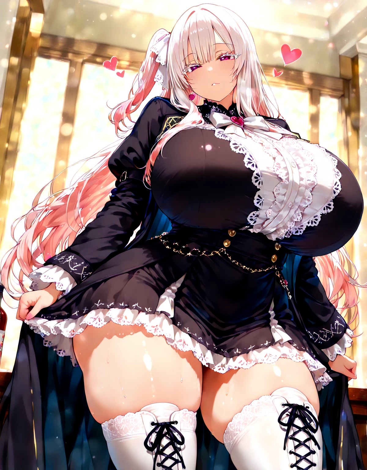 (masterpiece:1.7), (Very detailed:1.7), (highest quality:1.5), (animeの女の子:1.5), (((Wearing clothes))),(((Official Costume))),anime,Narmaya、 Pink Hair, Long Hair, (((Official Costume))),sofa、 (Detailed drawn eyes:1.8), (Very detailed eyes:1.8), ((Huge breasts:1.9)), View your viewers, whole body, (Ultra-high definition face), (Very detailed face:1.4), (curvy), (Big Hips:1.5), Beautiful body, Beautiful Face, chest proportion, Narrow waist, Shiny skin, (female knight), comfortable, Blushing, Long legs, Black tights on the left leg、Black band on right thigh、(night light), nightglow, night, smile, (Sitting)、(((Spread your hands in front of you、Cuddling Pose)))