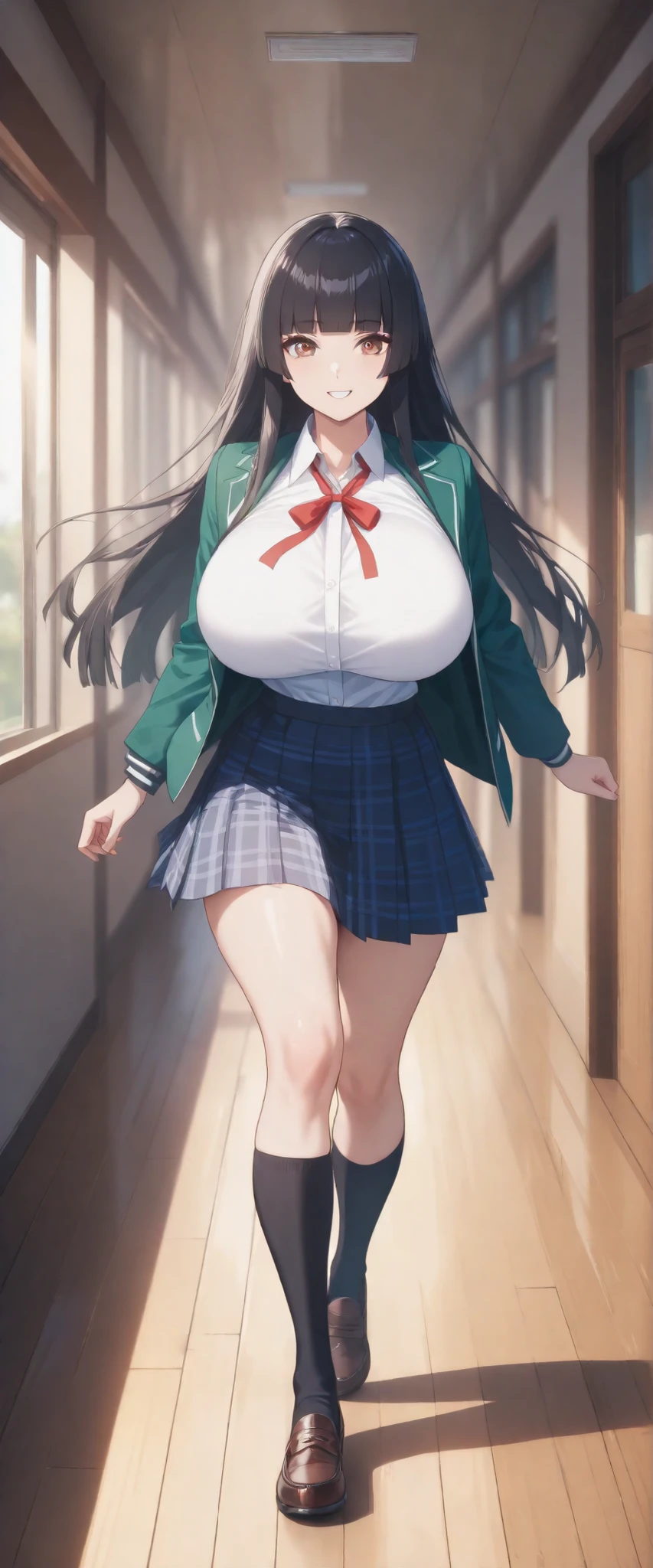 High school girl in white top and green plaid skirt, long black hair, tight eyes, long eyelashes, beautiful and quite large breasts, white pants exposed through skirt, naughty anime style, beautiful anime high school girl, surreal high school girl, surreal high school girl, seductive anime girl, realistic high school girl, prominent big breasts, naughty anime style, naughty thighs, naughty thighs, smooth anime CG art, surrealistic schoolgirl, surreal schoolgirl, seductive anime girl, realistic schoolgirl, smooth anime cg art, anime girl squat, beautiful anime high school girl, beautiful anime girl squat, beautiful seductive anime teen, ecchi anime style, realistic anime girl rendering, exposed panties, forked legs
